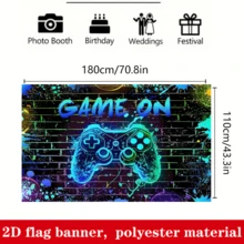 2D Plat 1 pièce Bannière de fond de jeu électronique - Décoration murale en polyester néon brillant pour gamer, convient pour l'anniversaire, la soirée de jeu, l'arcade - Décoration multifonctionnelle pour la chambre et le jardin, toile de fond de photographie thème de jeu sans électricité - Convient pour les occasions générales et divers festivals - 1 - Voir 7