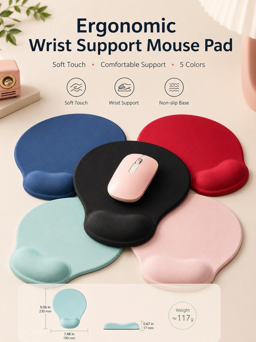 Small Silicone Mouse Pad With 3D Wrist Rest, Soft Non-Slip Desk Mat, Compact Ergonomic Wrist Support Pad For Home Office, Laptop, Computer, Gaming, Study, Workstation And Desktop Accessories