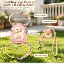 1pc Cute Cartoon Puppy Backpack Harness Dog Leash Set, Adjustable Soft Pet Harness With Storage Pouch, Comfortable No-Choke Vest For Small And Medium Dogs, Dog And Cat Supplies, Suitable For Outdoor Walking - Pink - View 2