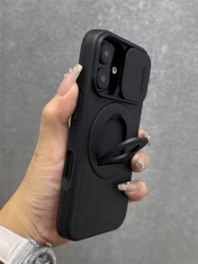 豪華推窗式 360°旋轉隱形支架 有線充電磁吸式 相容 iPhone 17 Pro Max 17 Pro 16 15 14 13 12 11 Pro Max 14 15 16 Plus 11 防震保護殼 - 黑色 - 查看 3
