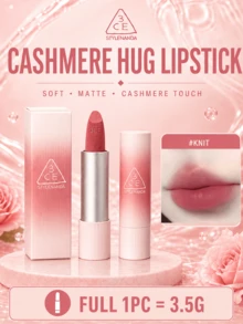 Lipstik 3CE Cashmere Hug #Knit, 3,5/1,5g, hasil akhir matte lembut, halus dan tidak membuat kering, ringan dan sangat berpigmen, cocok untuk semua warna kulit untuk pemakaian sehari-hari. - #MERAJUT - View 14