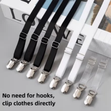 2/4/6Pcs Adjustable Buckle Shoulder Straps, 3 Colors Available: White, Black, Transparent, Suitable For Lingerie, Camisole And Clothing Anti-Slip Elastic Replacement Extension Straps, Tablecloth Fixing Elastic Bands, Duckbill Buckle Replacement Extension Straps - Multicolor - View 2