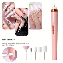 Portable Nail File, Electric Nail Polisher, Electric Nail Drill With 5 Accessories Drill Bits, USB Rechargeable, With LED Light, Adjustable Speed, Manicure And Nail Care Set - Multicolor - View 3