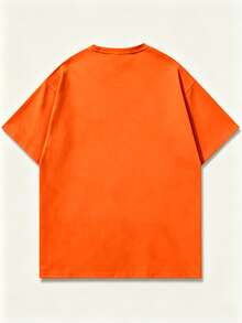 Women's Summer Casual T-Shirt, Y2K Letter & Car Print Round Neck Short Sleeve Crew Neck Tee For Holiday, Vacation, Spring Festival & Graphic Summer - 橘色 - 查看 2