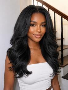 22 Inch Women's U-Shaped Layered Curly Synthetic Fiber Heat Resistant Clip-In Half Wig, Suitable For Daily, Party, Vacation, Available In Black/Golden/Brown Highlights - Black - View 10
