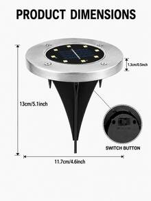 4/8pcs 8 LED Solar Ground Lights, IP65 Waterproof Solar Disc Lights, Auto On/Off Embedded Pathway Lights, Suitable For Garden, Yard, Walkway, Patio And Lawn Decoration Outdoor Landscape Lighting - 8LED - View 4