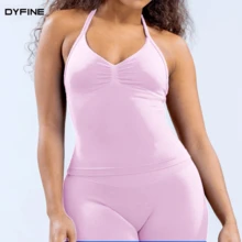 DYFINE Impact Women's Yoga Sports Bra Sleeveless Athletic Top Elastic Fitness Workout Tank Top Breathable - 淺玫瑰 - 查看 1
