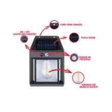 Luminária Luz Solar A Prova D'água Sensor De Presença - Aleatório - Visão 7