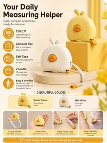 1pc Cute Portable Tape Measure, Measure Three Circumferences, Fitness Measurement For Chest And Arm, Auto-Retractable Waist Tape, Sewing Supplies - Multicolor - View 7
