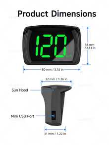 Digital Speedometer (MPH) For Cars, Golf Carts Universal HUD Head-Up Display Speed Meter With Large LED Font, Plug And Play, Suitable For Sedans, Trucks, SUVs And All Vehicles - A - View 10