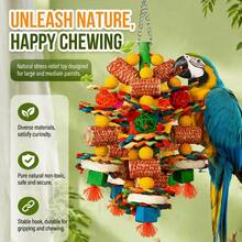 1pc Bird Supplies Pet Supplies Bird Cage Hanging Ornament Bird Toy Accessories Bird Training Supplies Multi-Layer Corn Cob Colorful Rattan Ball Raffia Wood Block Chewing Boredom Relief Cage Hanging Toy Bird Chewing Toy Bird Cage Accessories Suitable For Small And Medium Parrots (Random Color) - A+B - View 2