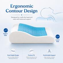 1pc Gel Memory Foam Wave Pillow, Suitable For Hot Weather Environments. Ergonomic Curved Design Pillow, Premium Memory Foam Provides Support. - 1PC - View 4