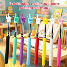 1pc 8-Color Retractable Finger Pointer, Teacher's Telescopic Teaching Pointer, Stainless Steel Mini Retractable Pointer, Kindergarten & Elementary Classroom Whiteboard Reading Guide Stick, Children's Early Education Tutoring Reading Pointer, Lightweight Portable Interactive Game Indicator Stick, Home & School Universal Teaching Aid With Colorful Silicone Handle, Telescopic Pointer For School Back To School Supplies - View 1