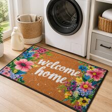 1pc Pastoral Floral WELCOME HOME Printed Doormat - Suitable For Home Entryway, Bathroom, Kitchen, Bedroom Decor, Can Be Used As Bedside Mat, Door Mat, Holiday Gift - Black - View 7