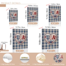 1pc Vintage Wall Art Poster, Patriotic American Wall Art Decor | Vintage Blue And White Plaid Pattern With Lace Trim Design, Framed Or Unframed, Room/Home Decor, Living Room, Bedroom, Bathroom Or Office Wall Decor Gift - A - View 10