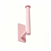 Stainless Steel Toilet Paper Holder - Self-Adhesive Wall Mount, No-Drill Installation, Bathroom Tissue Roll Dispenser With Square Base Halloween, Christmas Decorations - Pink - View 2