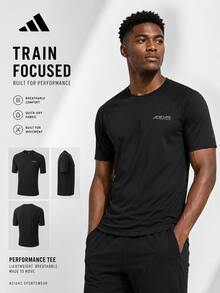 Adidas New Men's Short-Sleeved Sports T-Shirt, Quick-Drying And Breathable, Round Neck Fitness Top - Black - View 1