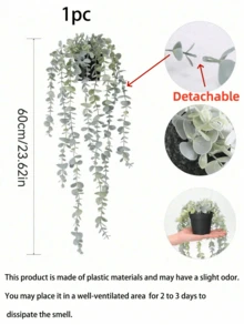 1/2 件人造植物，悬挂盆栽，壁挂式搁板装饰，适用于室内、室外、客厅搁板装饰、家居装饰、房间装饰、花园装饰、墙壁装饰 - 噴白尤加利 - 查看 8