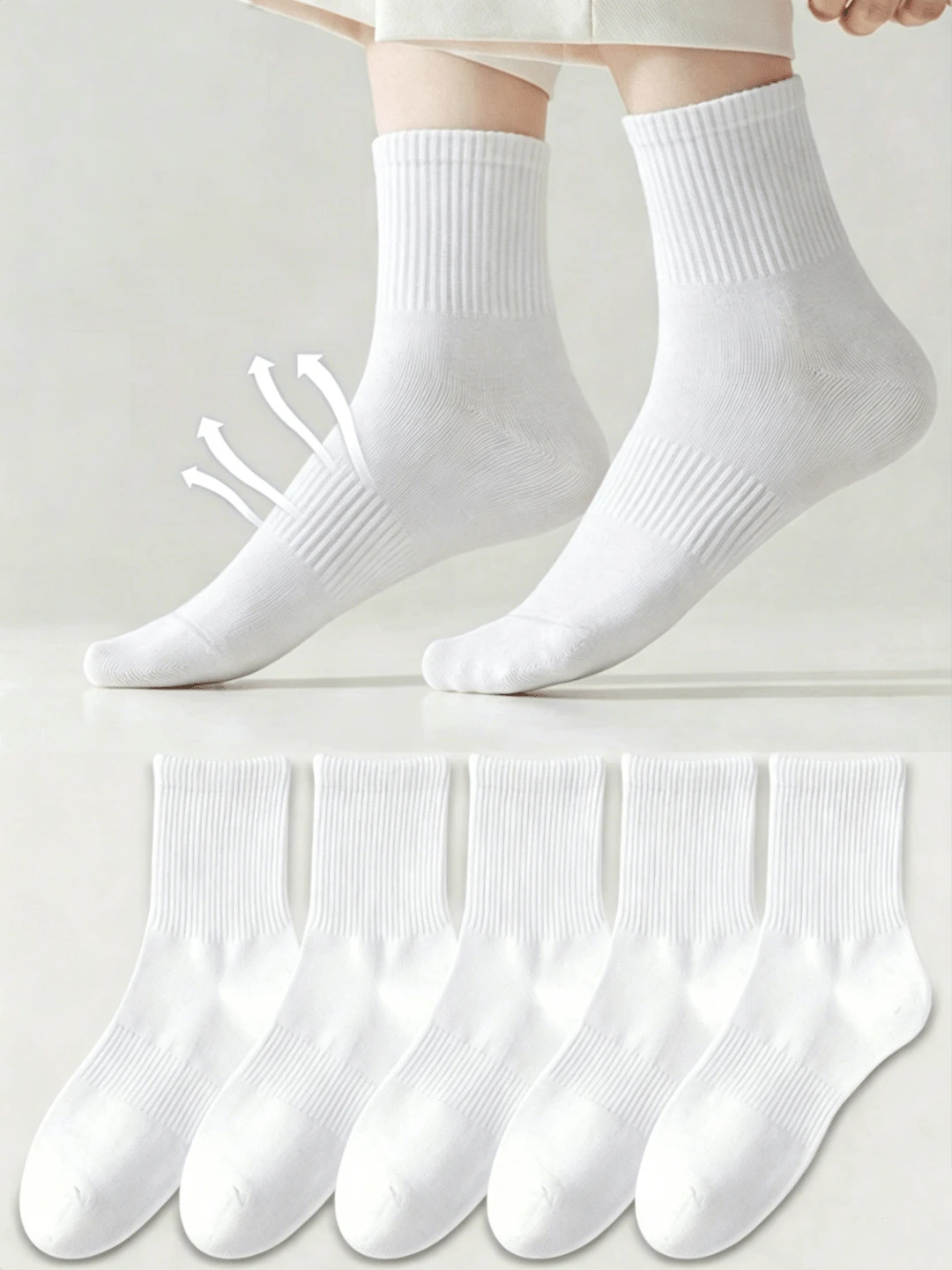 10 Pares de Meias Invisíveis Femininas, Meias Invisíveis Brancas Fofas, Presente de Natal - Branco - Visão 1