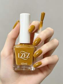 1 Bottle Water-Based Nail Polish - LZEZ - 2026 New 10ml Peelable Long-Lasting Quick-Dry Nail Polish For Students, Alcohol-Free - Mustard Yellow - View 7
