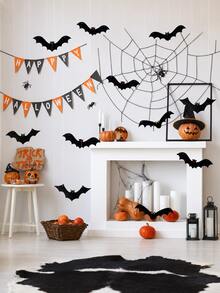 12pcs Halloween Hanging Decor Bats 3D Realistic Scary Large Black Artificial Hanging Flying Bats Yard Sign Outdoor Indoor Lawn Decoration (3 Styles) - Multicolor - View 9