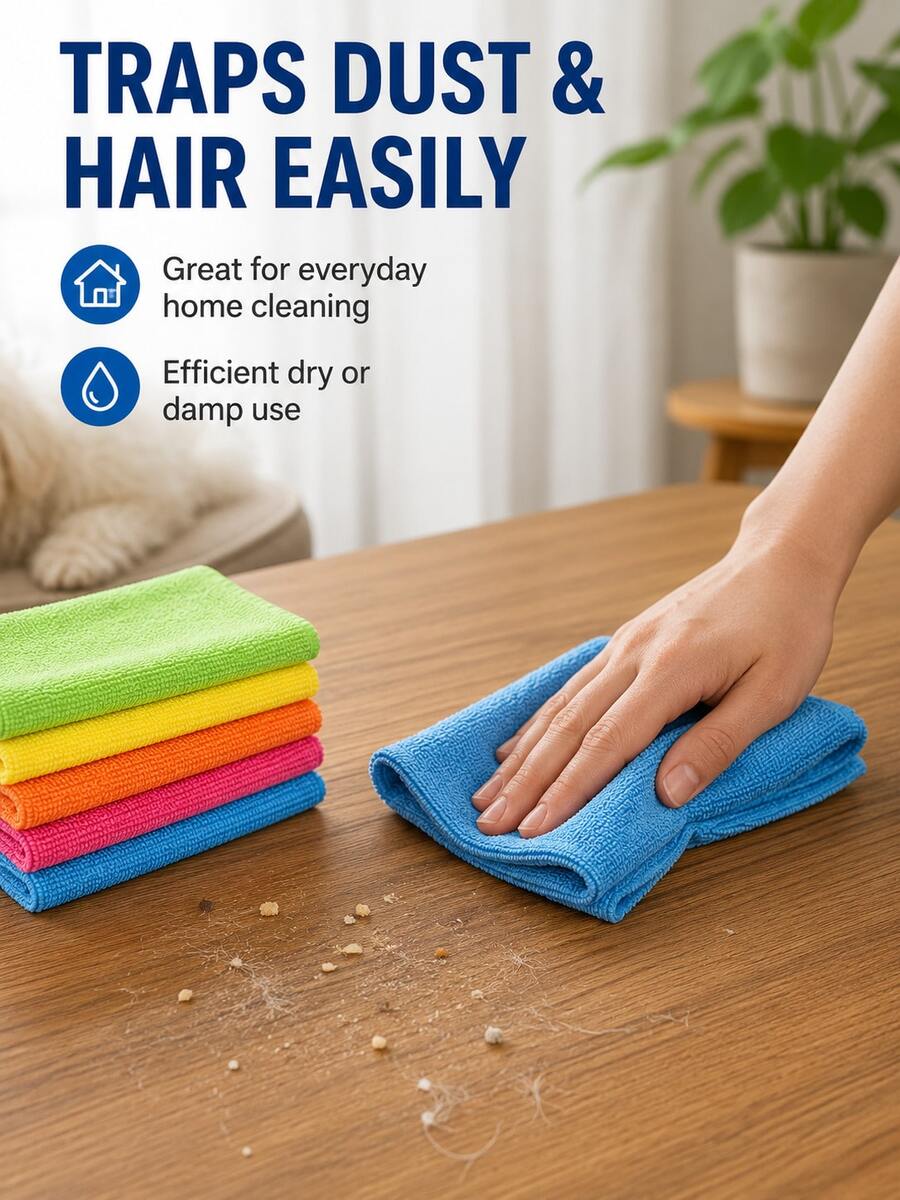 5/10/20pcs Multi-Color Microfiber Cleaning Cloth Set, Soft Absorbent Reusable Cleaning Towels, Lint-Free Kitchen Bathroom Glass Car Dusting Rags, Household Cleaning Supplies - Multicolor - View 1