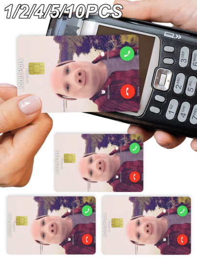 1pc John Porcellino Phone Call Credit Card Decorative Sticker, Funny Telephone Interface PVC Card Creative Personalized Ultra-Thin Anti-Fingerprint Protective Case, High Quality, Scratch-Resistant, Unisex, Suitable For Small Chip Cards, Bank Cards, Credit Cards, Transportation Cards, Student ID Cards DIY, Popular Internet Celebrity Expression Stickers, Funny Gag Gifts, Back To School Supplies