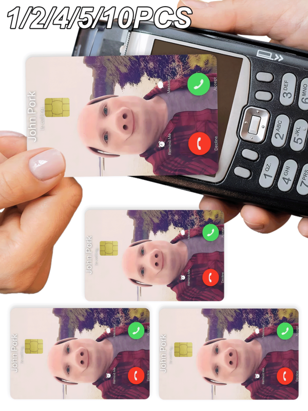 1pc John Porcellino Phone Call Credit Card Decorative Sticker, Funny Telephone Interface PVC Card Creative Personalized Ultra-Thin Anti-Fingerprint Protective Case, High Quality, Scratch-Resistant, Unisex, Suitable For Small Chip Cards, Bank Cards, Credit Cards, Transportation Cards, Student ID Cards DIY, Popular Internet Celebrity Expression Stickers, Funny Gag Gifts, Back To School Supplies