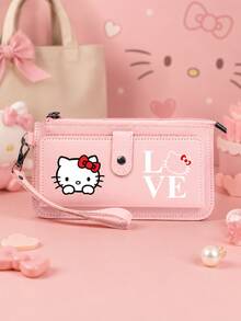 SANRIO 1件 Hello Kitty 印花長款錢包，大容量手拿包附腕帶，含卡槽、零錢袋與拉鍊開合，適合日常出行 - 彩色 - View 7