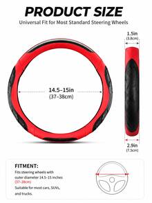 Fashion Stitched Carbon Fiber PU Leather Steering Wheel Cover - 3D Perforated Breathable Grip,Comfortable Grip, Anti-Slip Rubber Inner Ring For 37-38cm Wheels, Universal Fit - Carbon Fiber Splicing - View 12