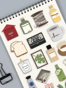 50pcs Daily Decorative Stickers, Creative Aesthetic Stickers, Suitable For Laptops, Water Bottles, Journals And Scrapbooks - Multicolor - View 7