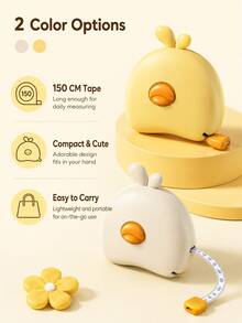 1pc Cute Portable Tape Measure, Measure Three Circumferences, Fitness Measurement For Chest And Arm, Auto-Retractable Waist Tape, Sewing Supplies - Multicolor - View 8