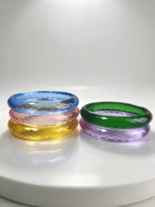 5件組刻面菱形環氧樹脂手鍊組－多彩幾何手腕飾品，適合夏季度假、音樂節與波希米亞日常風格，輕量耐用設計搭配閃耀刻面拋光，展現吸睛光澤，生日、週年紀念、母親節與節慶季節的理想禮物選擇 - 5pcs多色手鐲 - 查看 4