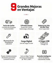 Fuente de alimentación de emergencia multifuncional súper práctica, arrancador de coches de 12V, banco de energía portátil - carga rápida de teléfonos, luz de emergencia LED, arrancador de baterías de coche portátil de 12V, esencial para el hogar, actividades al aire libre y viajes. - Fuente de alimentación multifuncional - Ver 7