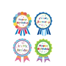 60pcs Happy Birthday Medal Stickers, Joyful Badge Shaped Gift Decoration Stickers, Holiday Celebration Party Favors, Gift Packaging Envelope Seal Stickers, Scrapbook Journal Diary Decoration, 2.4x3.1 Inches - Round - View 4