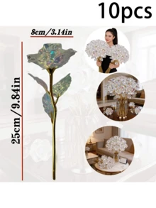 5/1件裝閃亮水晶玫瑰花束，人造水晶花製成，適用於婚禮、週年慶祝、桌面中心裝飾、情人節禮物、生日派對 - 彩色 - 查看 14