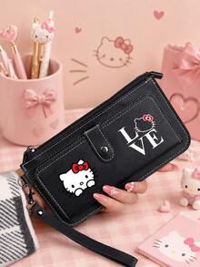 SANRIO 1件 Hello Kitty 印花長款錢包，大容量手拿包附腕帶，含卡槽、零錢袋與拉鍊開合，適合日常出行 - 彩色 - View 3