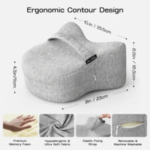 1 pieza Almohada de espuma de memoria para la pierna, diseño aerodinámico con surcos, contorneada a las curvas de la pierna, almohada ergonómica para la rodilla, con correa ajustable para fijar la posición, proporciona soporte para el muslo y la cadera para quienes duermen de lado - Gris - Ver 2