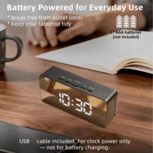 LED鏡面鬧鐘 USB桌面數位時鐘 智能小夜燈 便攜電池供電桌面時鐘 適合臥室與居家裝飾 返校季禮物 學習用品 - A - 查看 5