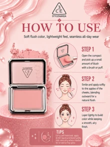 3CE Style Blush #Silky Peach Pink 4.5g, Fine Powder That Blends Smoothly Without Fallout, Softly Enhances Complexion, Suitable For Daily Light Makeup On All Skin Tones - #SLIDE SLOWLY - View 11