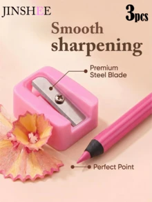 JINSHEE-Mini Polisher, Eyebrow Pencil, Eyeliner Pencil, Brow & Lip Liner, Beauty Sharpener, Convenient Beauty Tools For Makeup Enthusiasts - Pink - View 1