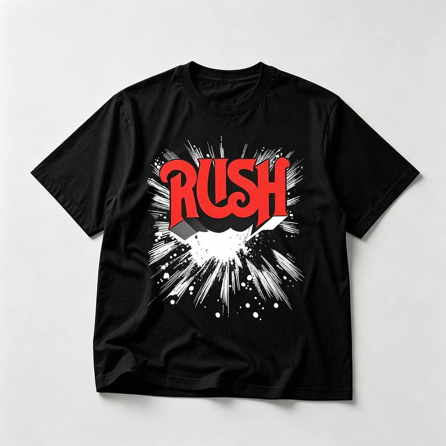 Rush Band T Shirt Comfortable Color Retro Rock Music Pattern T Shirt Classic Avant-Garde Rock T Shirt - Black - View 1