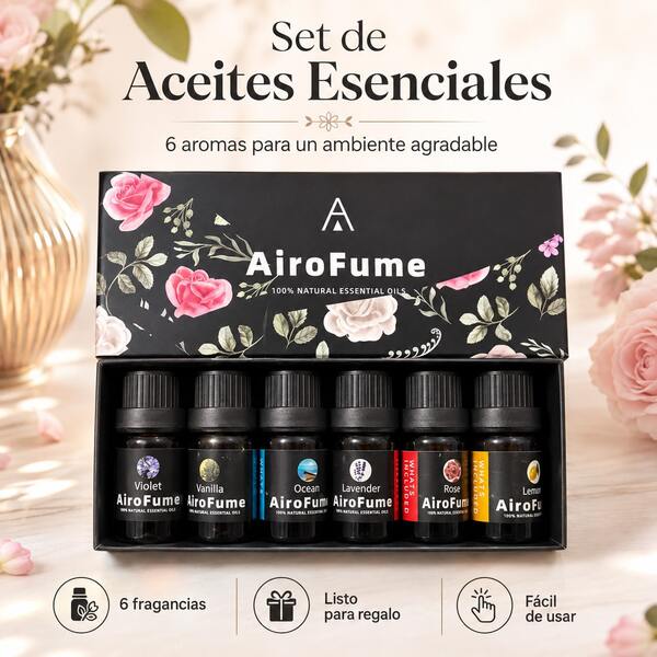 Set de aceites esenciales, 6 aceites esenciales de alta calidad, aptos para aromaterapia en el hogar, lavado, velas y fabricación de jabón, humidificador 6 X 10 ml
