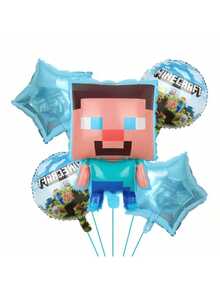 Minecraft Aluminum Foil Balloons Decorations Party Minecraft Steve Pixel Balloon Set - Multicolor - View 10