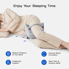 1 pieza Almohada de espuma de memoria para la pierna, diseño aerodinámico con surcos, contorneada a las curvas de la pierna, almohada ergonómica para la rodilla, con correa ajustable para fijar la posición, proporciona soporte para el muslo y la cadera para quienes duermen de lado - Gris - Ver 6