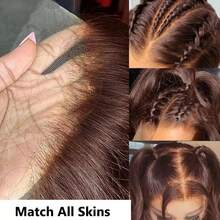 BINF Body Wave 4x4 Transparent Lace Frontal Closure Chocolate Brown Remy Unprocessed Frontal Human Hair Pre Plucked With Baby Hair - 4x4 Closure - View 7