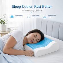 1pc Gel Memory Foam Wave Pillow, Suitable For Hot Weather Environments. Ergonomic Curved Design Pillow, Premium Memory Foam Provides Support. - 1PC - View 9