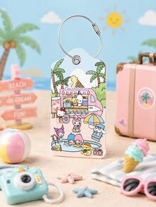 SANRIO 1個/2個可愛卡通旅行行李吊牌，便攜式行李箱識別吊牌附金屬環，Kawaii包包掛飾，適用於背包、行李箱及日常旅行 - 彩色 - 查看 10