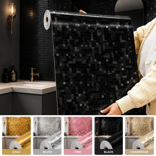 3M/118.1in Self Adhesive Mosaic Wallpaper Roll, Waterproof Peel And Stick Contact Paper, Glossy PVC Wall Covering For Kitchen Backsplash, Bathroom, Cabinet, Countertop & Home Decor