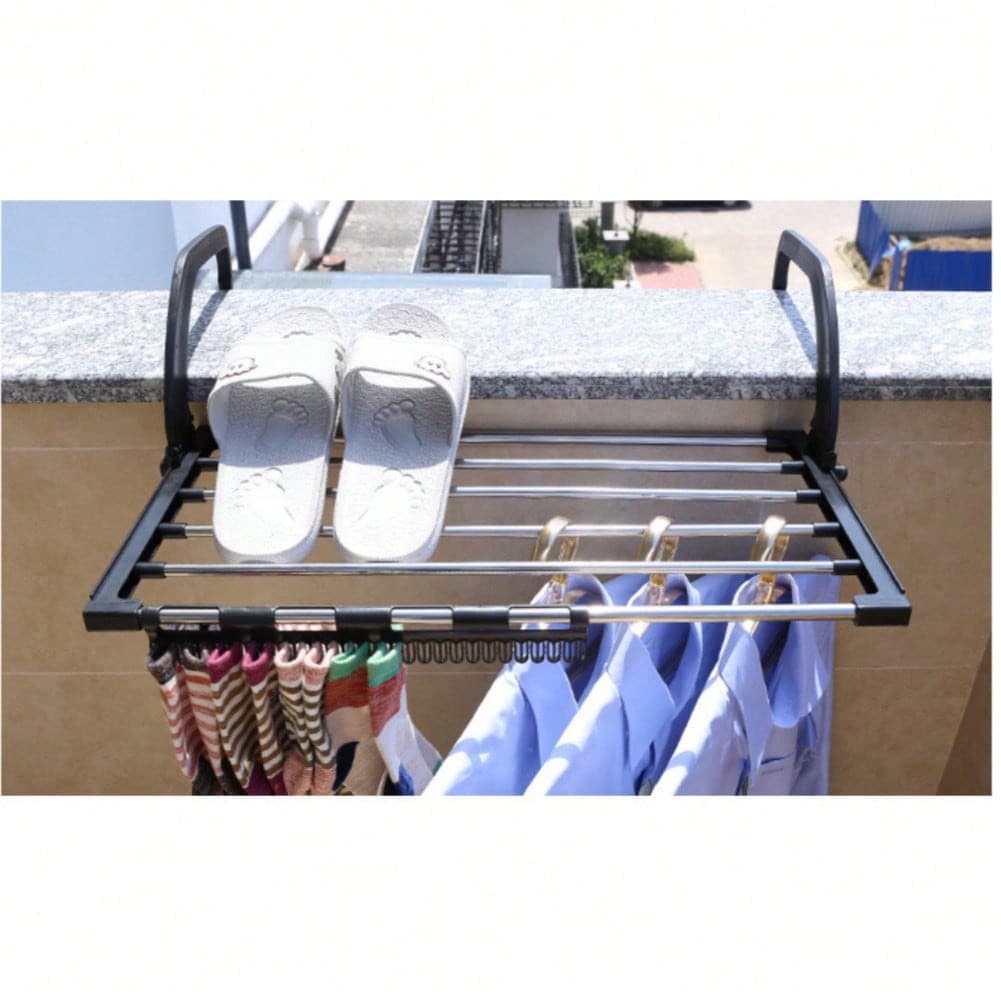 One-Piece No-Drill Clothes Drying Rack/Shoe Drying Rack/Balcony Drying Rack/Household Folding Clothes Drying Rack. Strong Load-Bearing Capacity, Durable, Easy To Use, No Installation Required, Dip-Coated Clothes Drying Rack.